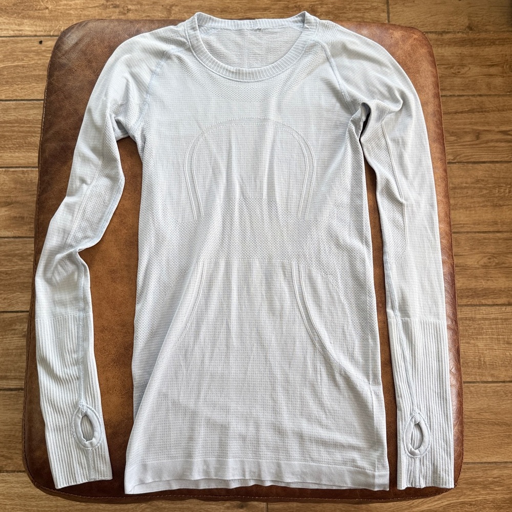 Lululemon Swiftly Tech Long Sleeve Hip Length Sz 4 Heathered Caspian Blue 479